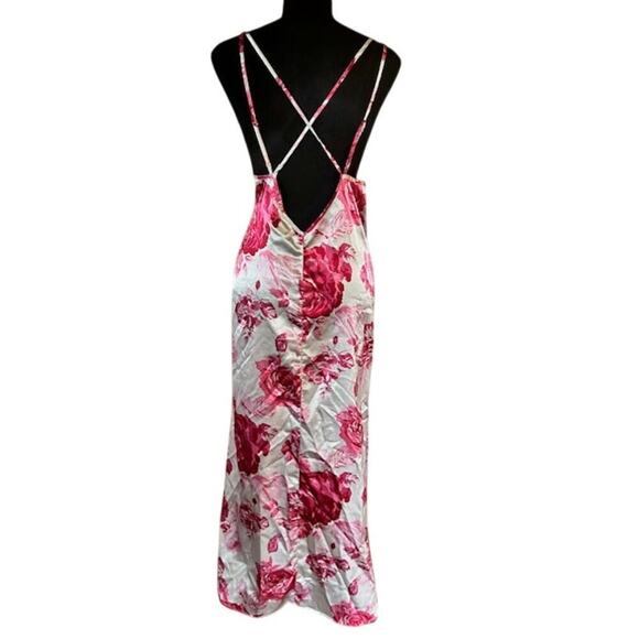 Amoureuse Y2K Pink Floral Lace Trim Slip Dress Size Large - Picture 2 of 11
